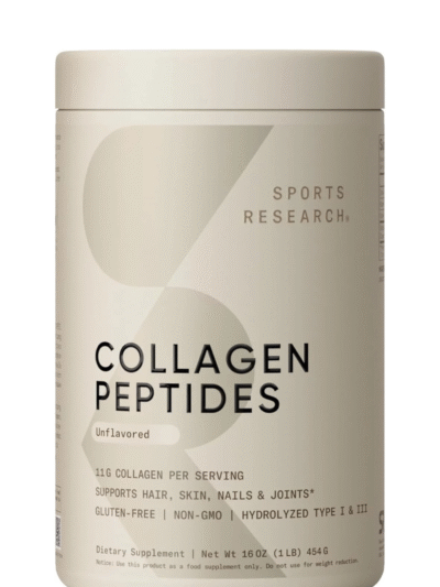 sports research collagen peptides hydrolyzed type 1 & 3 collagen powder protein supplement for healthy skin, nails, & joints easy mixing vital nutrients & proteins, collagen for women & men