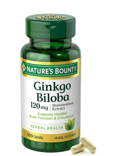 nature's bounty ginkgo biloba capsules 120mg, memory support supplement, supports brain function and mental alertness, 100 capsules