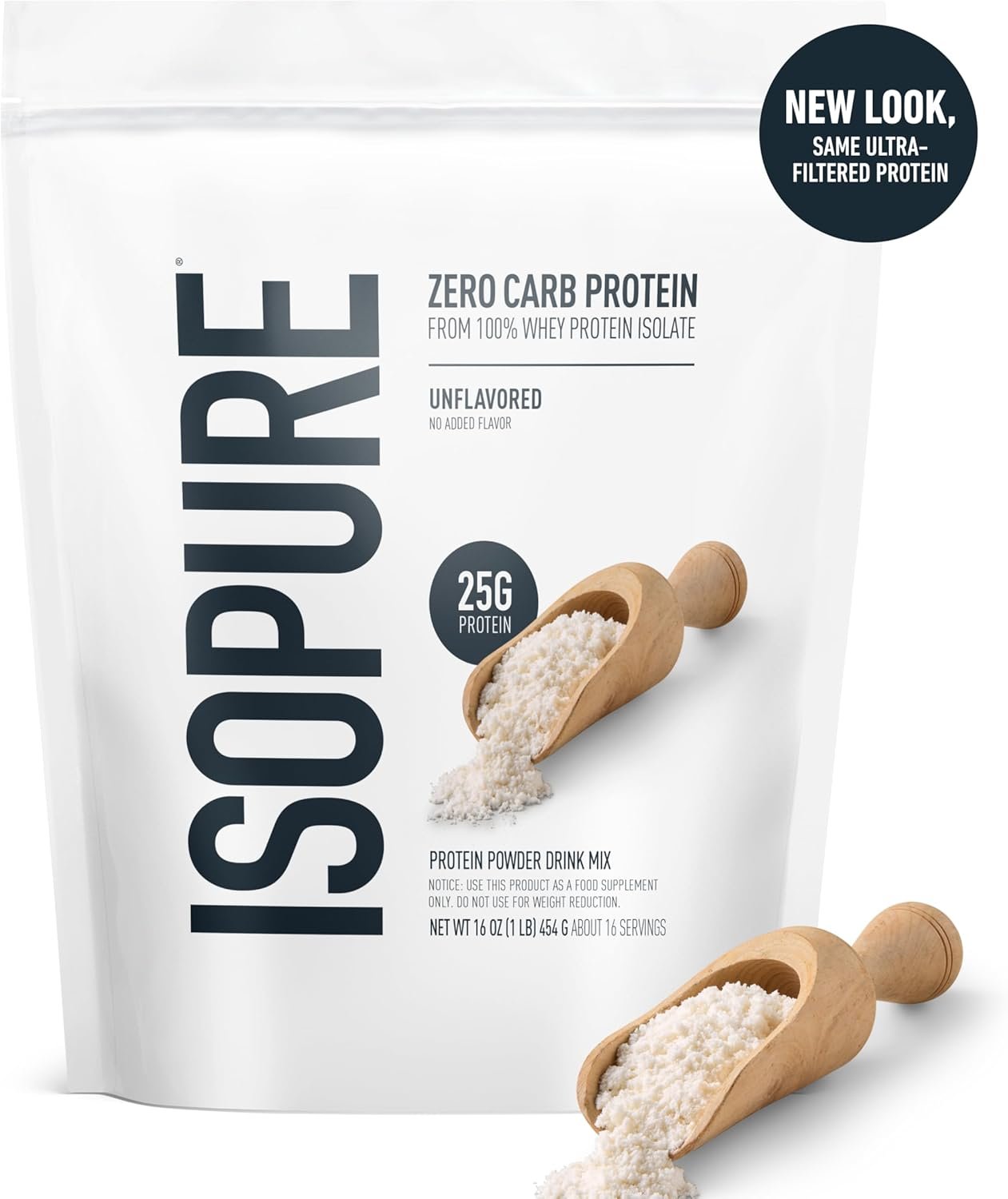 isopure zero carb 100% pure whey isolate protein powder, lactose free, gluten free, with vitamins, unflavored, 25g protein per serving, 1 lb, 16 servings isopure zero carb 100% pure whey isolate protein powder, lactose free, gluten free, with vitamins, unflavored, 25g protein per serving, 1 lb, 16 servings