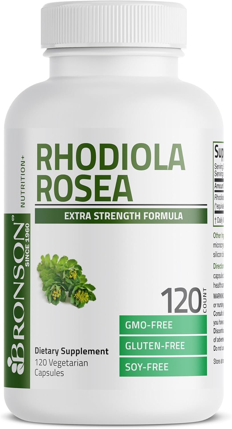 bronson rhodiola rosea vegetarian capsules adaptogenic herb brain, stress & mood support non gmo, 120 count bronson rhodiola rosea vegetarian capsules adaptogenic herb brain, stress & mood support non gmo, 120 count
