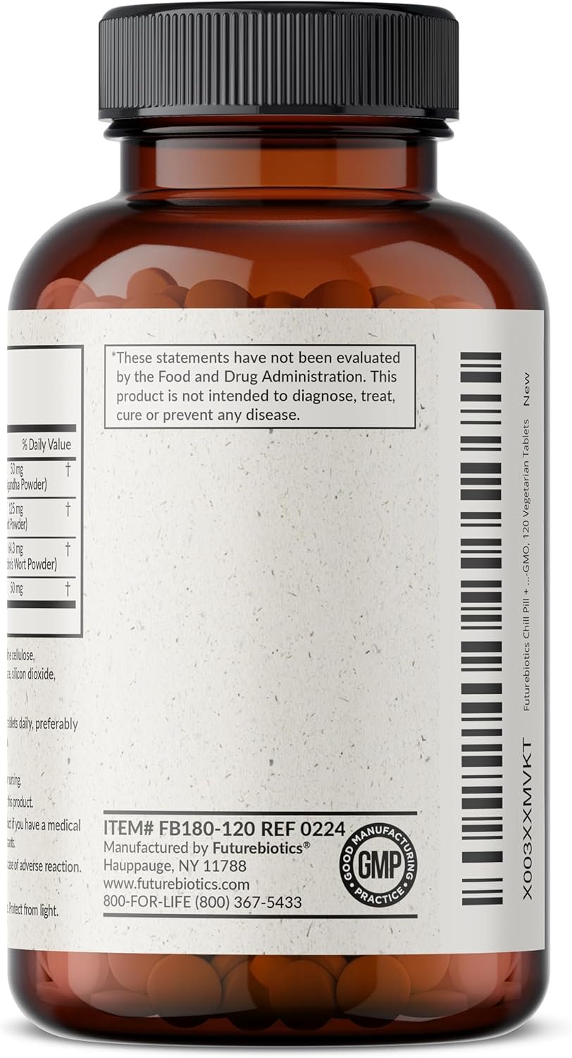 futurebiotics chill pill + ashwagandha, rhodiola, st. john’s wort, & l theanine non gmo, 120 vegetarian tablets futurebiotics chill pill + ashwagandha, rhodiola, st. john’s wort, & l theanine non gmo, 120 vegetarian tablets