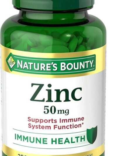 nature’s bounty zinc 50mg, immune support & antioxidant supplement, promotes skin health, 1 caplet per day, gluten free, 250 vegetarian caplets