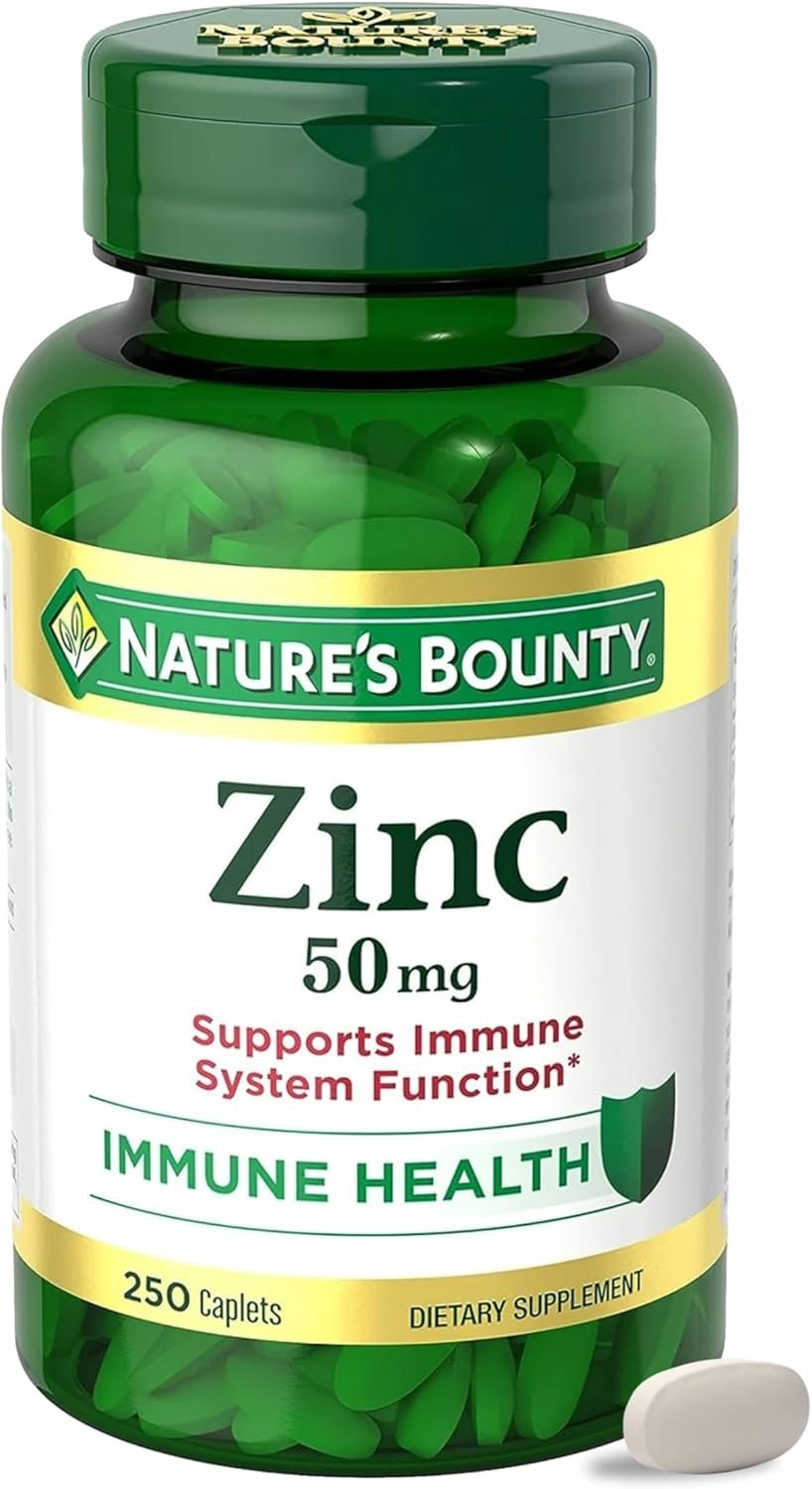Home nature’s bounty zinc 50mg, immune support & antioxidant supplement, promotes skin health, 1 caplet per day, gluten free, 250 vegetarian caplets