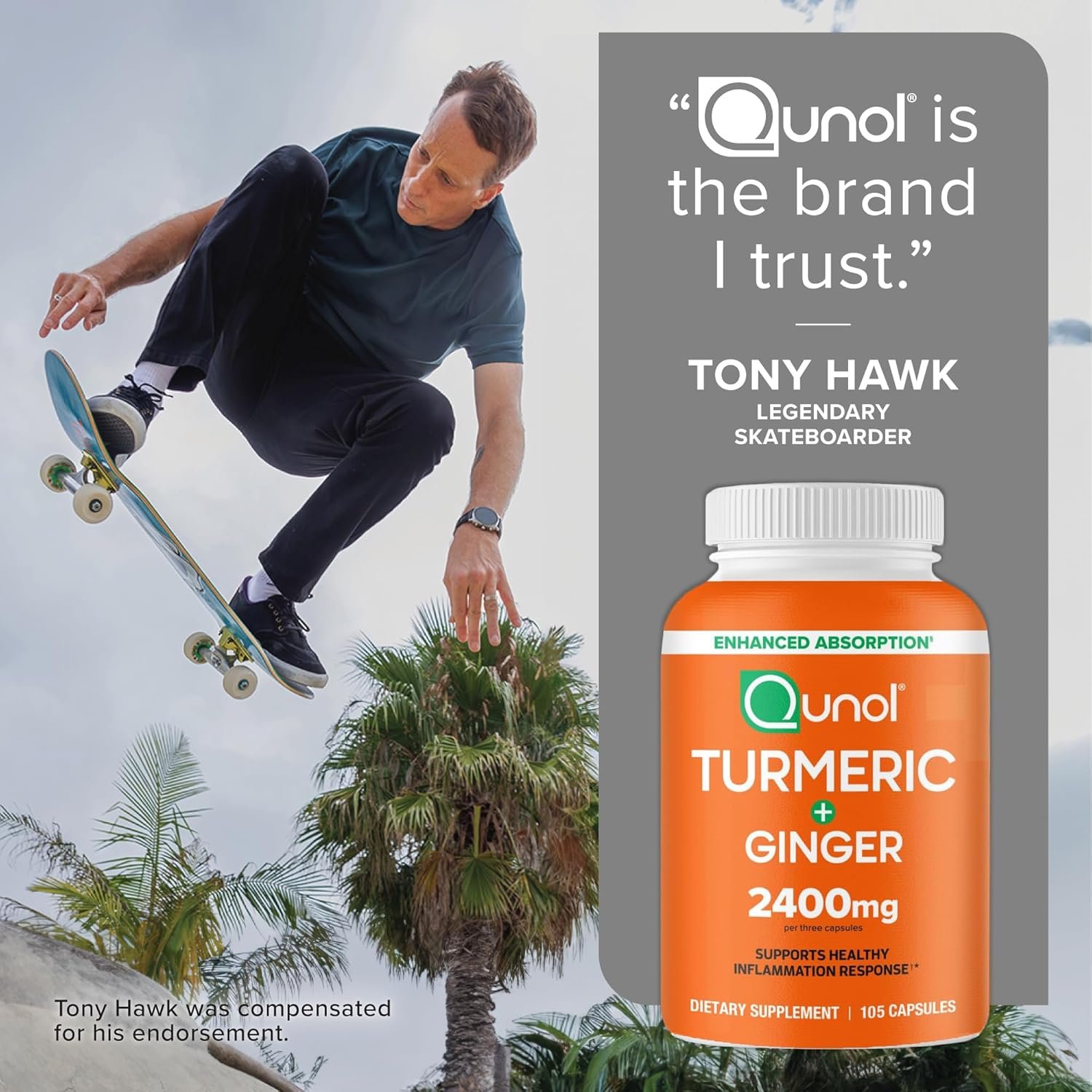 qunol turmeric curcumin with black pepper & ginger, 2400mg turmeric extract with 95% curcuminoids, extra strength supplement, enhanced absorption, joint support supplement, 105 count qunol turmeric curcumin with black pepper & ginger, 2400mg turmeric extract with 95% curcuminoids, extra strength supplement, enhanced absorption, joint support supplement, 105 count